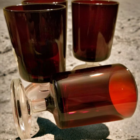 CRISTAL D'ARQUES Ruby Red Glasses Water/Wine/Cordial ,Cavalier Starter Set - Picture 9 of 11